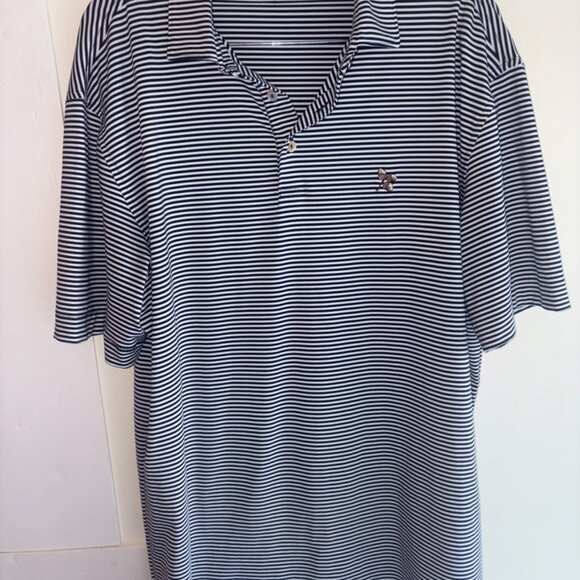 Peter Millar Summer Comfort Blue White Stripe Short Sleeve Polo size M - Picture 7 of 8